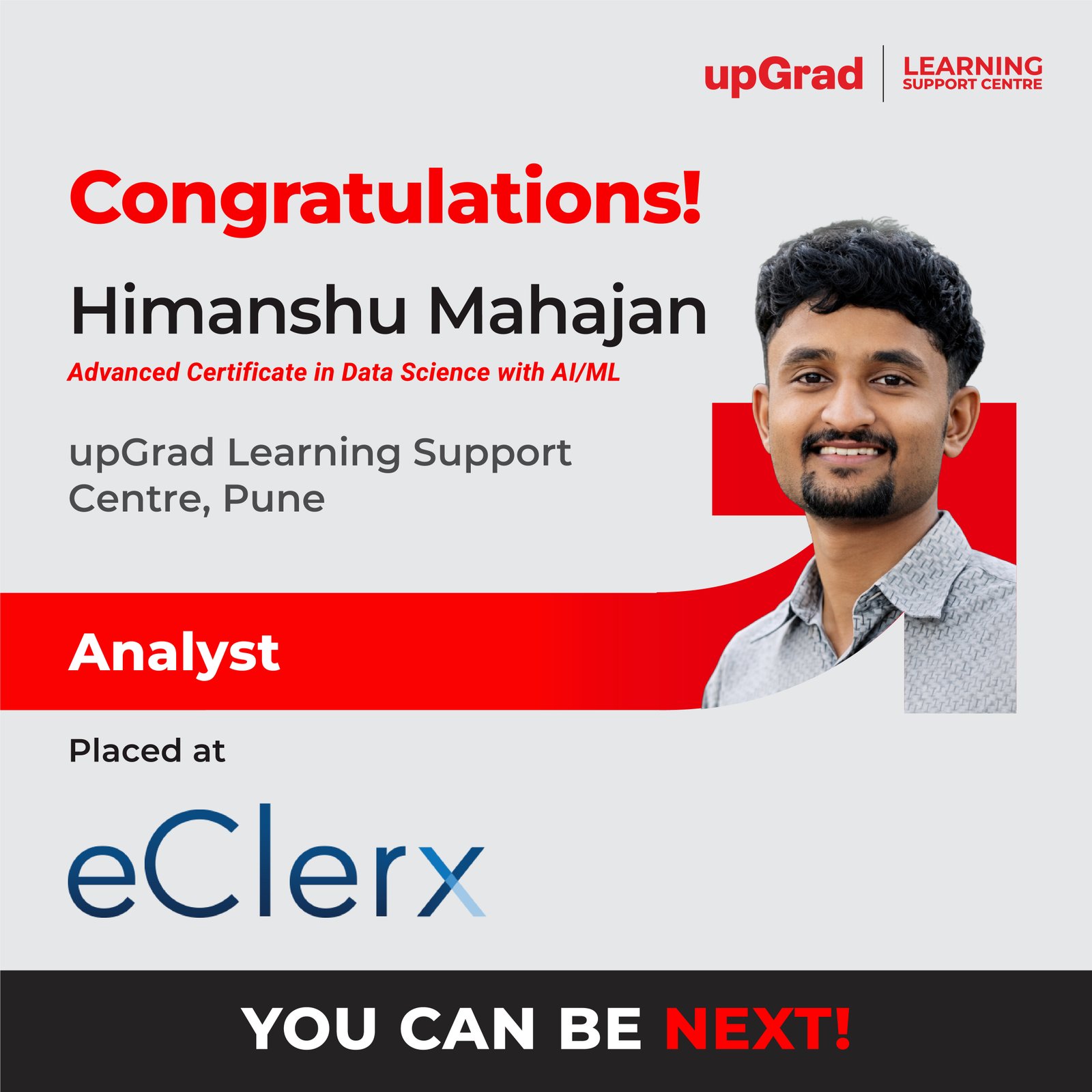 Himanshu Mahajan placed at eClerx